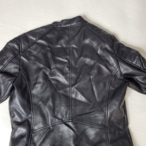 Bershka Womens Leather Jacket Mob Wife Full Zip Black Sz Small Good Condition - Picture 15 of 16